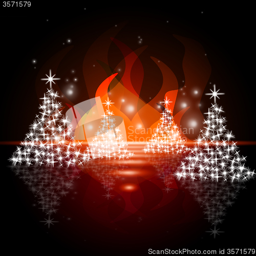 Image of Xmas Tree Indicates Merry Christmas And Blazing