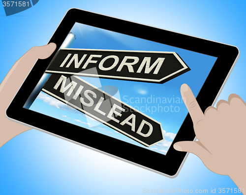 Image of Inform Mislead Tablet Means Advise Or Misinform