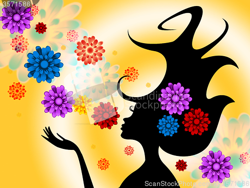 Image of Floral Style Shows Young Woman And Adult