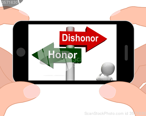 Image of Dishonor Honor Signpost Displays Integrity And Morals