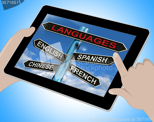 Image of Languages Tablet Means English Chinese Spanish And French