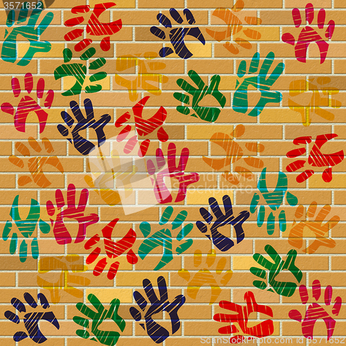 Image of Brick Wall Indicates Multicolored Painted And Design