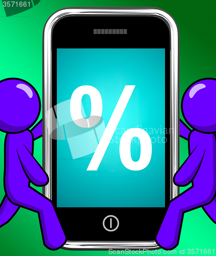 Image of Percent Sign On Phone Displays Percentage Discount Or Investment