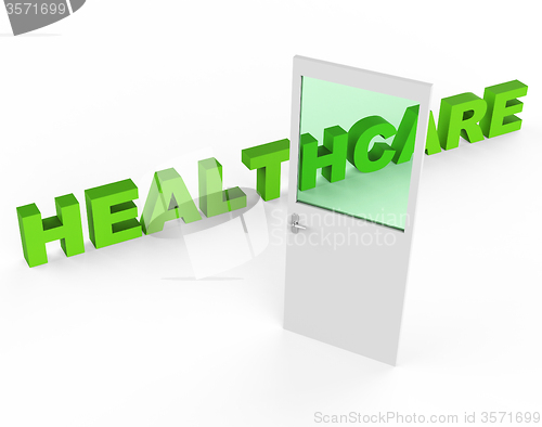 Image of Healthcare Door Means Preventive Medicine And Doctors