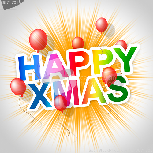 Image of Happy Xmas Means Christmas Greeting And Celebrate