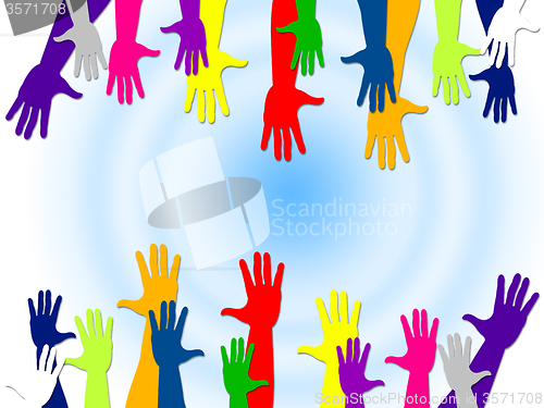 Image of Reaching Out Represents Hands Together And Buddies