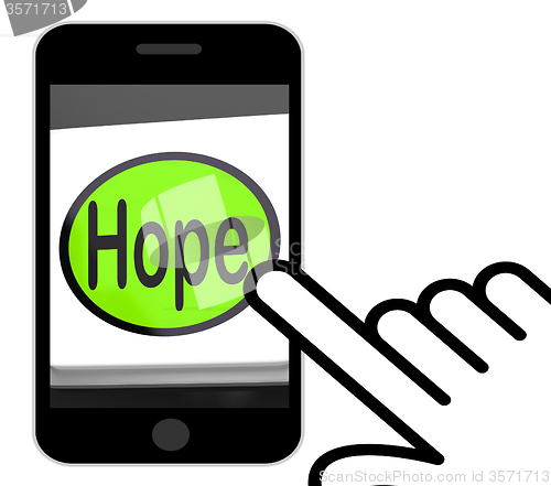 Image of Hope Button Displays Hoping Hopeful Wishing Or Wishful