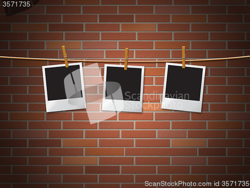 Image of Photo Frames Represents Blank Space And Bricks