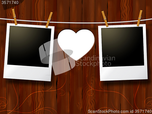 Image of Photo Frames Indicates Valentine\'s Day And Heart