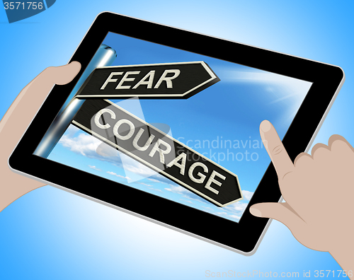 Image of Fear Courage Tablet Shows Scared Or Courageous