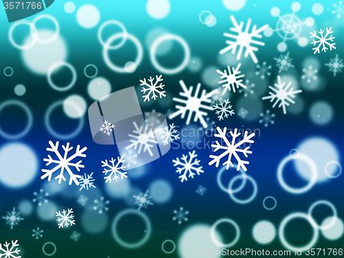 Image of Snowflake Bokeh Means Merry Christmas And Blurred