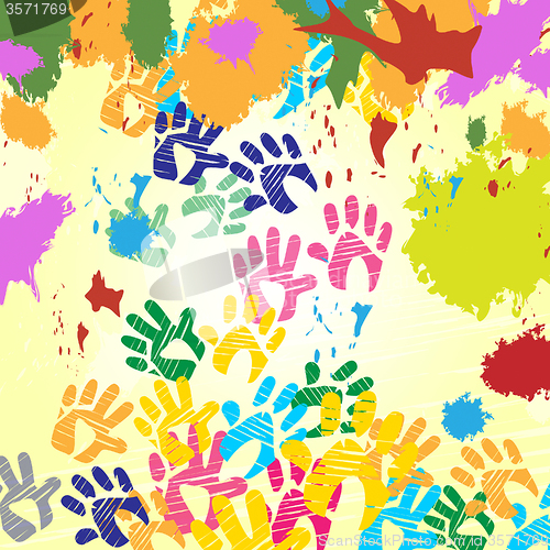 Image of Splash Handprints Indicates Colorful Blobs And Human