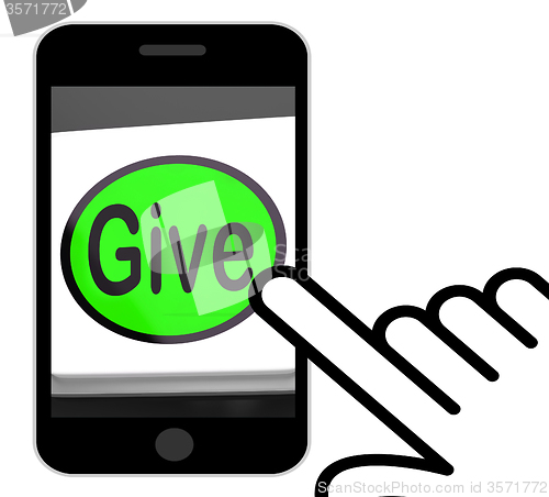 Image of Give Button Displays Bestowed Allot Or Grant