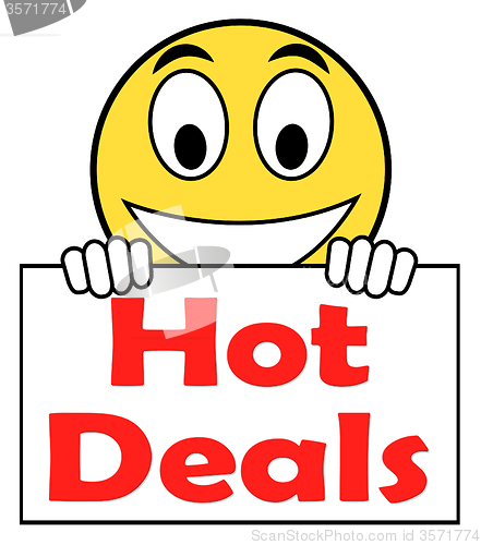 Image of Hot Deal On Sign Shows Bargains Sale And Save