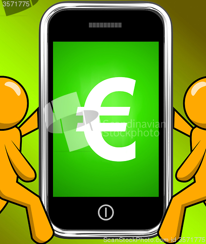 Image of Euro Sign On Phone Displays European Currency