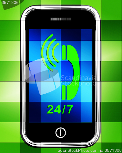 Image of Twenty Four Seven On Phone Displays Open 24/7
