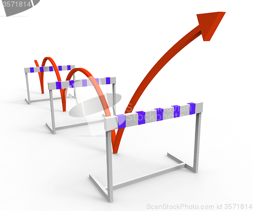 Image of Hurdle Obstacle Shows Overcome Problems And Challenge