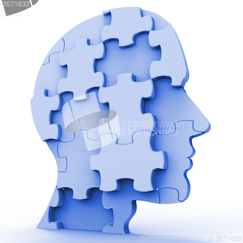 Image of Jigsaw Head Represents Plans Person And Piece