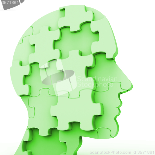 Image of Head Jigsaw Represents Skin Facial And Assemble