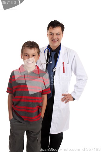 Image of Smiling doctor and happy patient