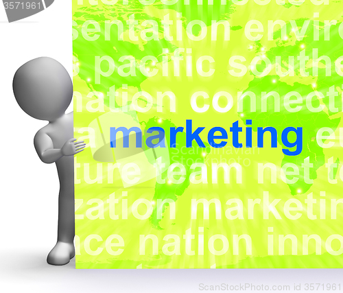 Image of Marketing In Word Cloud Sign Means Market Advertising Sales