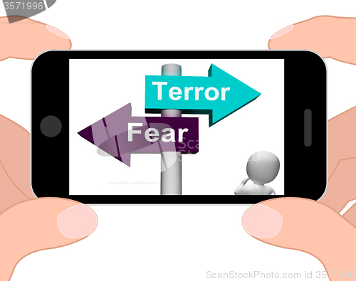 Image of Terror Fear Signpost Displays Anxious Panic And Fears