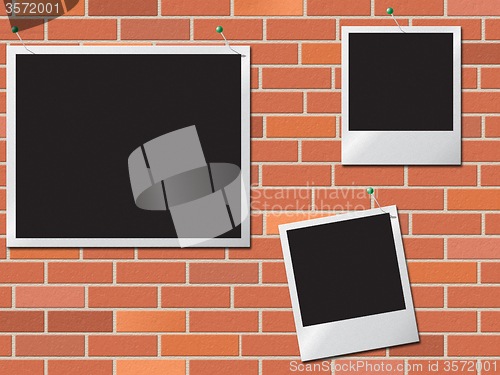 Image of Photo Frames Means Empty Space And Brick-Wall