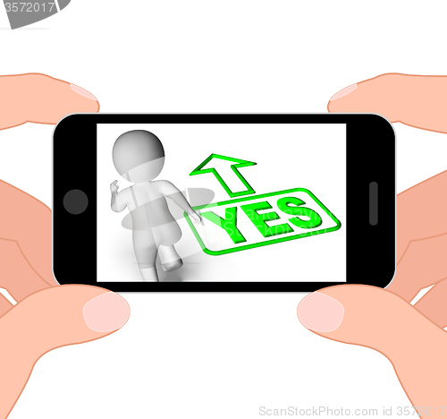 Image of Yes And 3D Character Displays Affirm Agree Ok