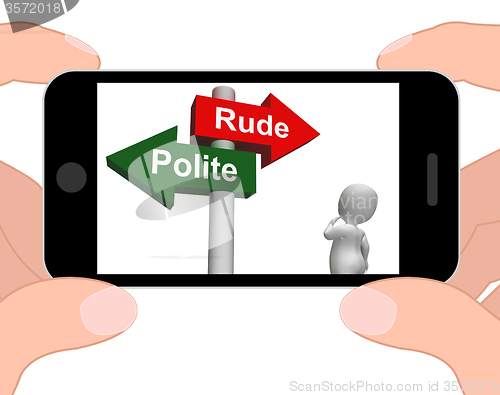 Image of Rude Polite Signpost Displays Good Bad Manners