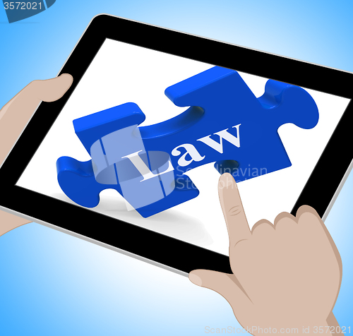 Image of Law Tablet Means Justice And Legal Information Online