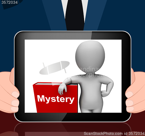 Image of Mystery Book And Character Displays Fiction Genre Or Puzzle To S