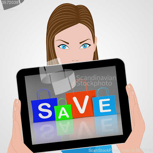 Image of Save Shopping Bags Displays Promo and Buying