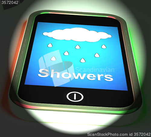 Image of Showers On Phone Displays Rain Rainy Weather