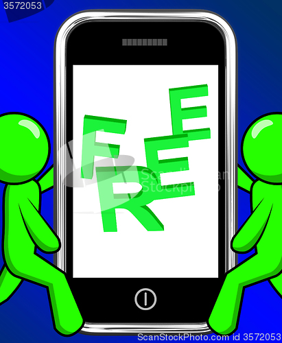 Image of Free On Phone Displays Freebie Gratis and Promotion