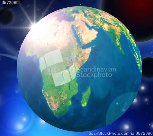 Image of Planets Globe Represents Solar System And Globally