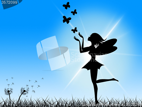 Image of Butterflies Blue Means Fairy Tale And Sun
