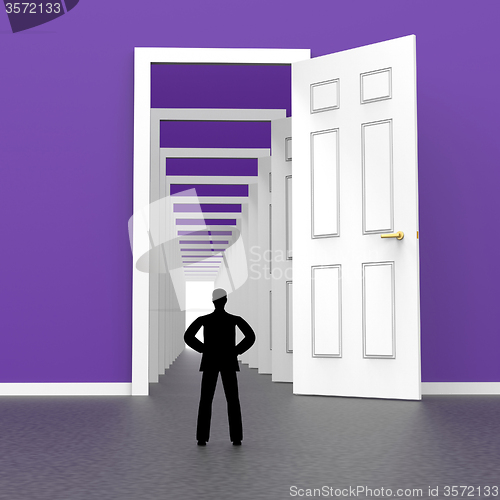 Image of Silhouette Man Indicates Door Frames And Adult