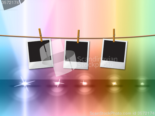 Image of Photo Frames Indicates Lightsbeams Of Light And Copy-Space