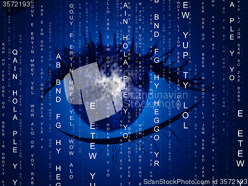 Image of Eye Matrix Indicates Programming Computer And Optics