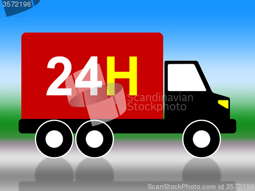 Image of Truck Transport Indicates Twenty Four Hours And 24H