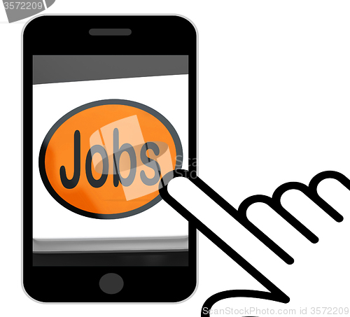 Image of Jobs Button Displays Hiring Recruitment Online Hire Job