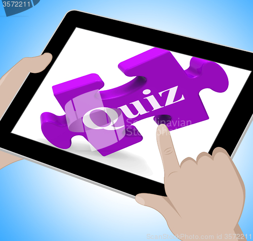 Image of Quiz Tablet Means Internet Question And Answer Game