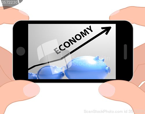 Image of Economy Arrow Displays Economic System And Finances