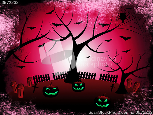 Image of Tree Halloween Shows Trick Or Treat And Autumn