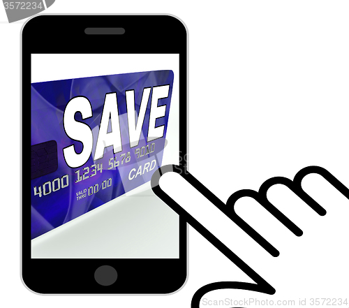 Image of Save Bank Card Displays Financial Reserves And Savings Account