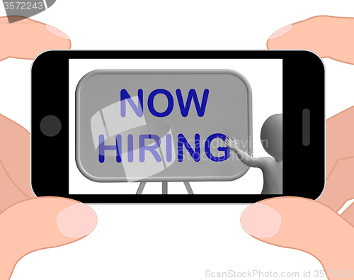 Image of Now Hiring Phone Means Job Vacancy And Employment