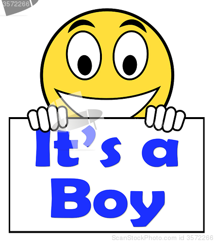 Image of It\'s A Boy On Sign Shows Newborn Male Baby