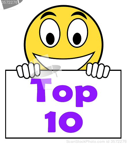 Image of Top Ten On Sign Shows Best Ranking Or Rating