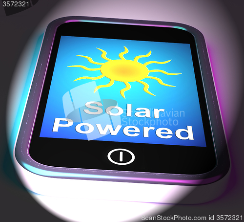 Image of Solar Powered On Phone Displays Alternative Energy And Sunlight