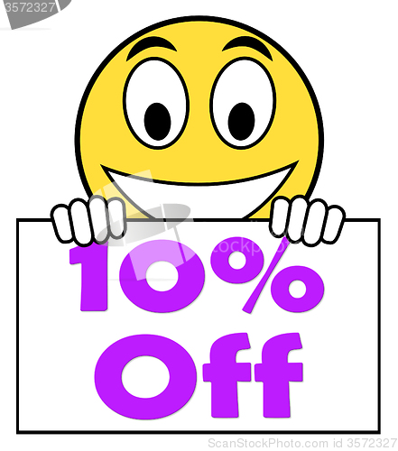 Image of Ten Percent Sign Shows Sale Discount Or 10 Off